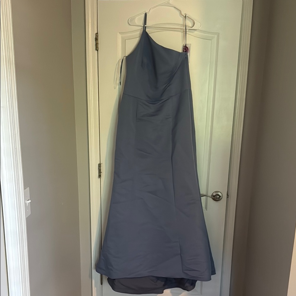 Elegant Amsale Dusk Blue One-Shoulder Bridesmaid Dress